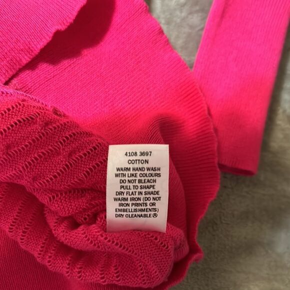 Target 8 Fuchsia Pink Crewneck Cable Knit Lightweight Quart Sl Pullover Sweater - Picture 10 of 10